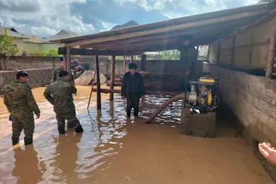 Вода по колено: спасатели Туркестанской области устраняют последствия ливней 