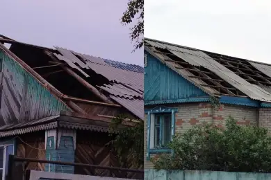 В селе Костанайской области ветром сорвало кровлю на домах 