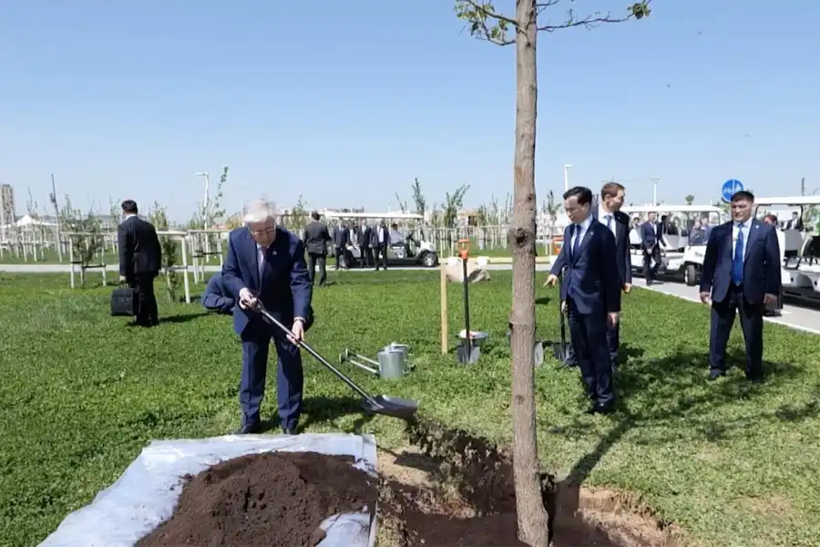 Президент Казахстана посадил дерево в Шымкенте 